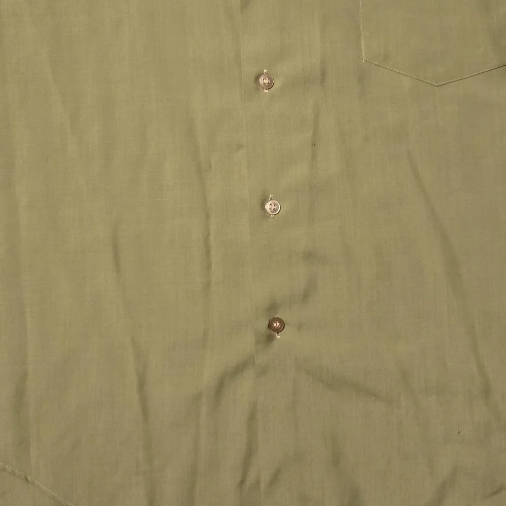 Vintage 70s Palermo Men's Short Sleeve Green Cotton Button-Up Shirt L - Picture 3 of 7